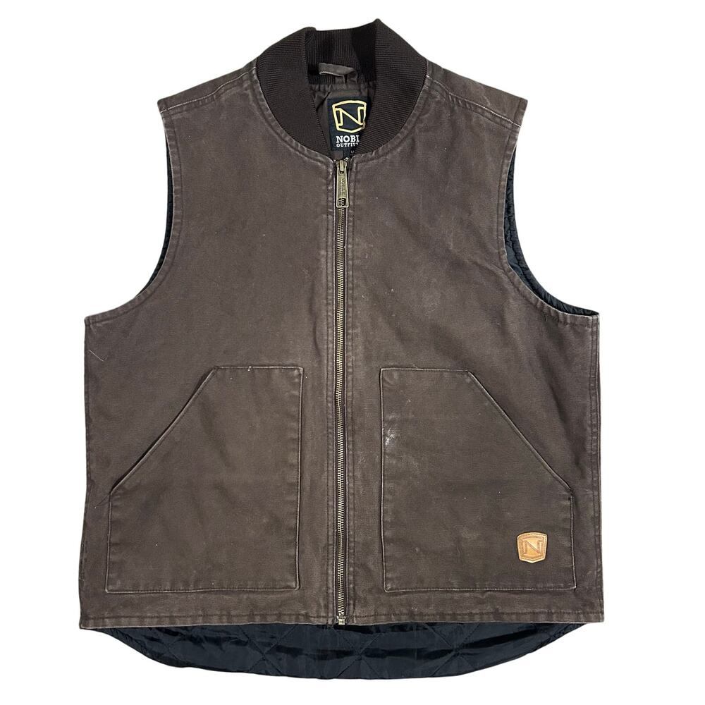 Noble Outfitters Canvas Vest Brown Men’s Medium Quilted Workwear Zip Vintage